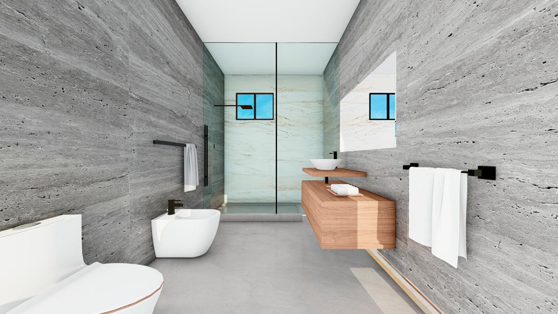 Diseño del baño de la Cabaña en Los Molles, Mendoza, Argentina